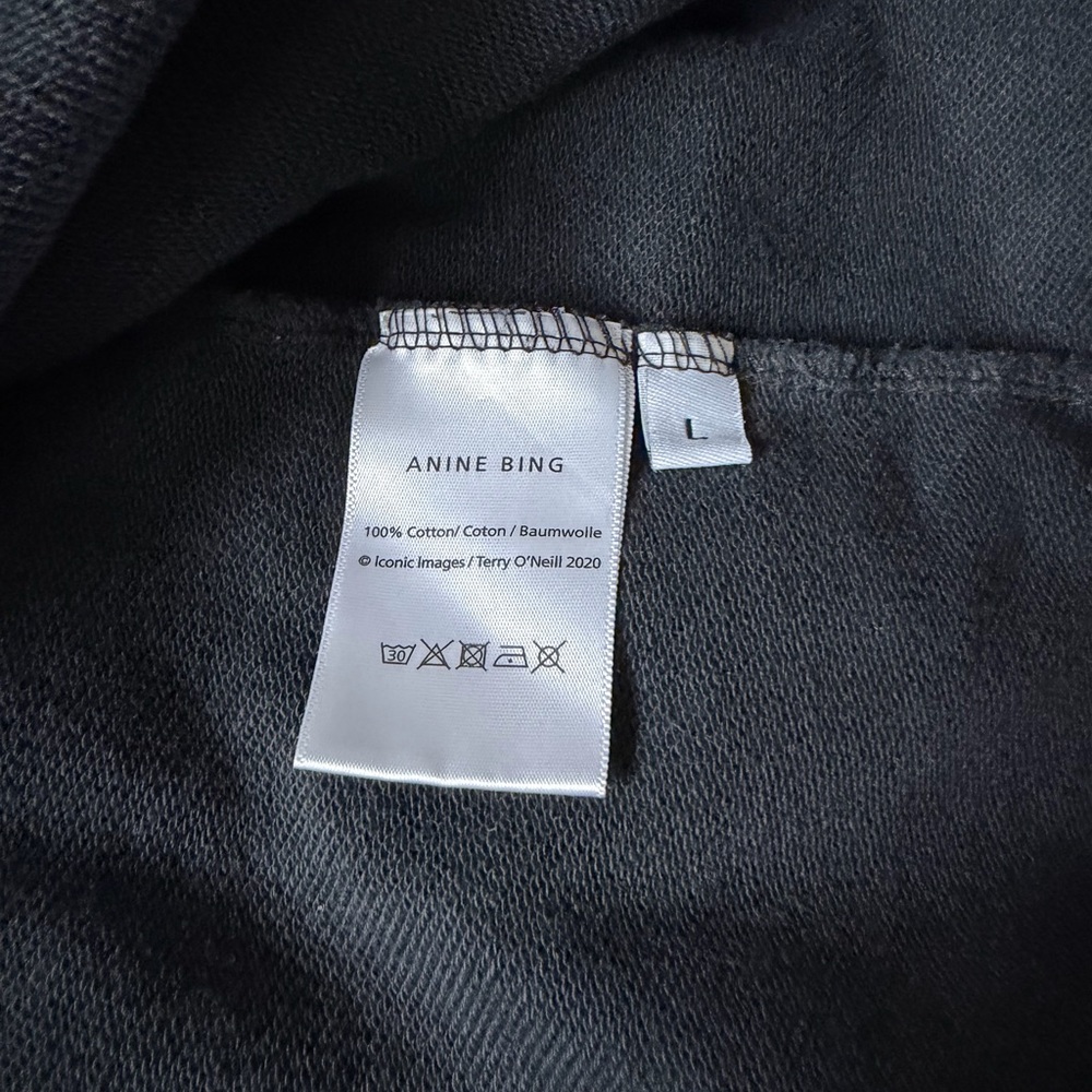 Anine Bing Tyler Cotton Logo Washed Black Crew Neck Sweatshirt-Scandi Girl Style - Picture 13 of 16